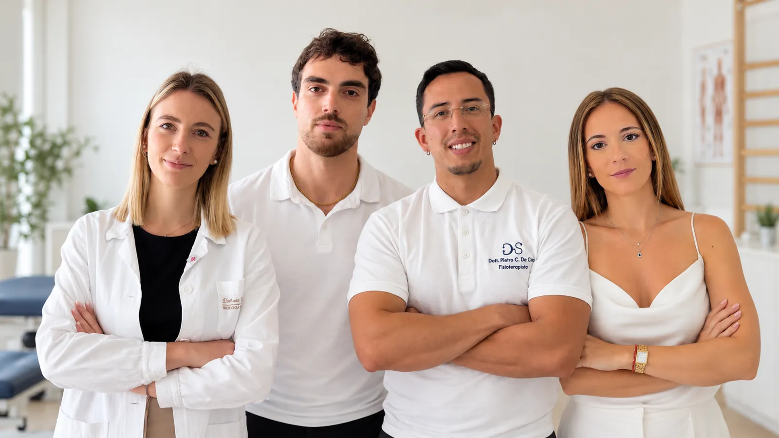 I quattro professionisti di Dimensione Salute nello studio di Sciacca: la dott.ssa Elena Giorelando, il dott. Dario Girgenti, il dott. Pietro C. De Cicco e la dott.ssa Valeria Puleo.